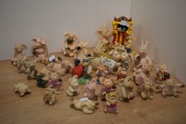 A collection of 'Piggin' Collectible World Studios comical/anthropomorphic pig figures by David