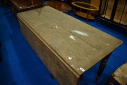 A Victorian pine single drop leaf dining table, width approx. 103cm, open length 154cm