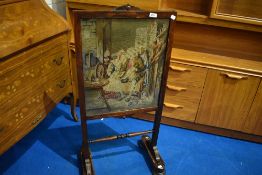A William IV rosewood firescreen having fine tapestry inset, approx 99 x 49cm
