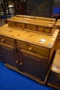 A modern pine side cabinet and set of desk top/jewellery drawers, main chest approx W90cm, D47cm,