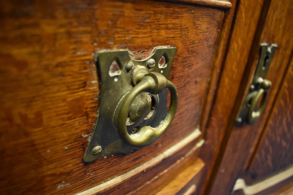 A late Victorian oak mirror back sideboard , with Art Nouveau style brass handles - Image 23 of 24