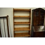 A modern pine waterfall bookshelf, approx. H199, W93cm