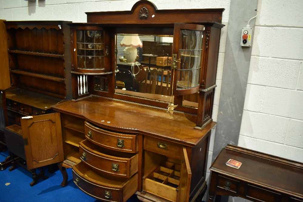 A late Victorian oak mirror back sideboard , with Art Nouveau style brass handles - Image 7 of 24