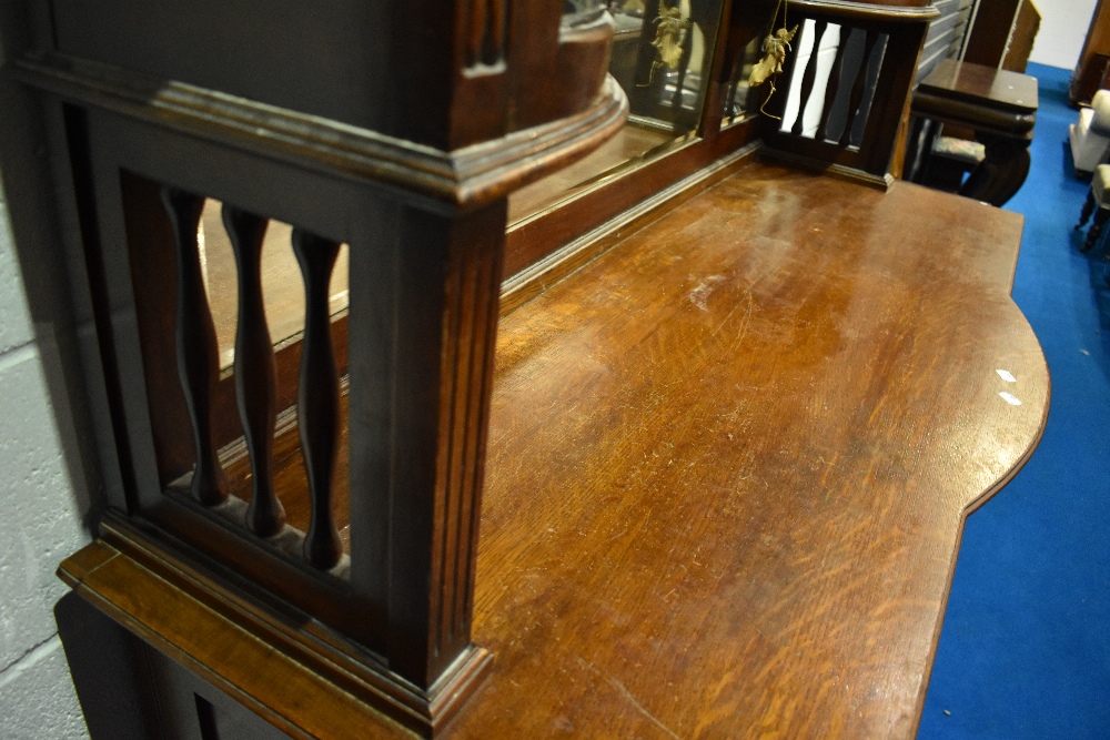 A late Victorian oak mirror back sideboard , with Art Nouveau style brass handles - Image 17 of 24