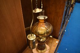 A novelty reproduction table lamp in the form of an gas lamp. Overall height 78cm.