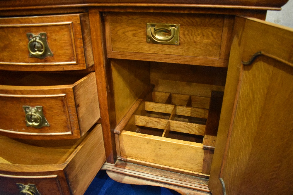 A late Victorian oak mirror back sideboard , with Art Nouveau style brass handles - Image 9 of 24