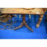 A Victorian pedestal table, on turned column with triple splay legs, dimensions approx 58 x 56cm,