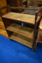 A vintage folding shelf unit, approx. W70, D29cm, height 93cm