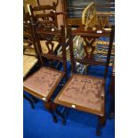 Two late 19th or early 20th Century stained frame bedroom chairs