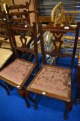 Two late 19th or early 20th Century stained frame bedroom chairs