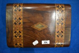 A Victorian jewellery box having marquetry decoration