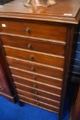 An early 20th Century mahogany nine drawer music cabinet, dimensions approx. H105 W52 D45cm