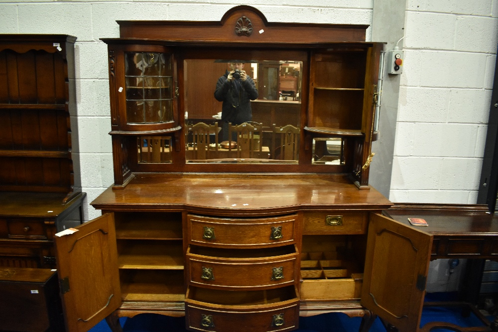 A late Victorian oak mirror back sideboard , with Art Nouveau style brass handles - Image 6 of 24