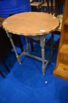 An oak topped occasional table on painted frame, approx 63 x 48cm, height 74cm