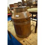 A vintage wooden churn in the Arts and Crafts style, height approx. 51cm