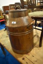 A vintage wooden churn in the Arts and Crafts style, height approx. 51cm