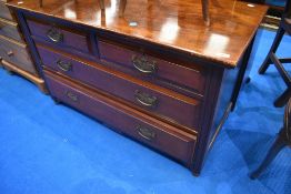 A 19th Century mahogany low chest of two over three drawers, dimensions approx. W114 H69 D51cm