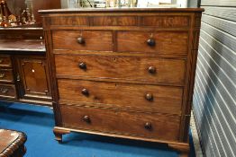 A 19th Century mahogany chest of three concealed over two short and three long drawers, dimensions