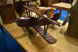 A modern decorative bi plane model , wood and metal construction