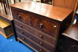 A Victorian mahogany chest of four drawers, top drawer of deeper proportions , dimensions approx.