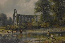 After Robert Finlay McIntyre (fl.1892-1897, British), coloured print, Tintern Abbey, Wales,