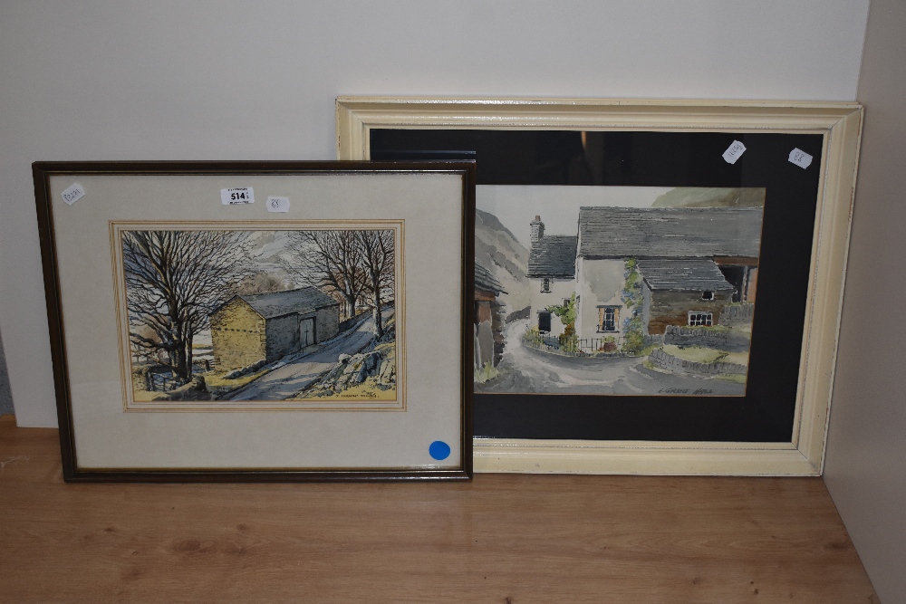 *Lake District Interest - James Ingham Riley (20th Century), watercolour, 'Barn At Harry Place', - Image 2 of 5