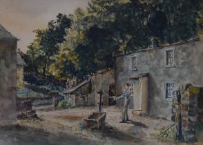 *Local Interest - Rachel D. Law (19th/20th Century), watercolour, 'Farm At Heysham', a young man