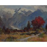 After Ruth D. Browne (1905-2002, New Zealand), coloured print, Title Unknown - A mountain