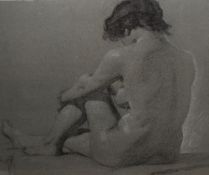 20th Century School, monochrome print, A life study of a seated nude, limited edition 63/850,