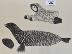 20th Century, coloured prints, A selection of Inuit art - 'Birds of Night' and 'Bird With