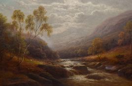 William Mellor (1851-1931, British), oil on canvas, 'On The Lledr, N.Wales', signed to the lower