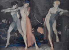 After Sir William Russell Flint RA ROI (1880-1969, British), coloured print, 'Artemis and Chione',