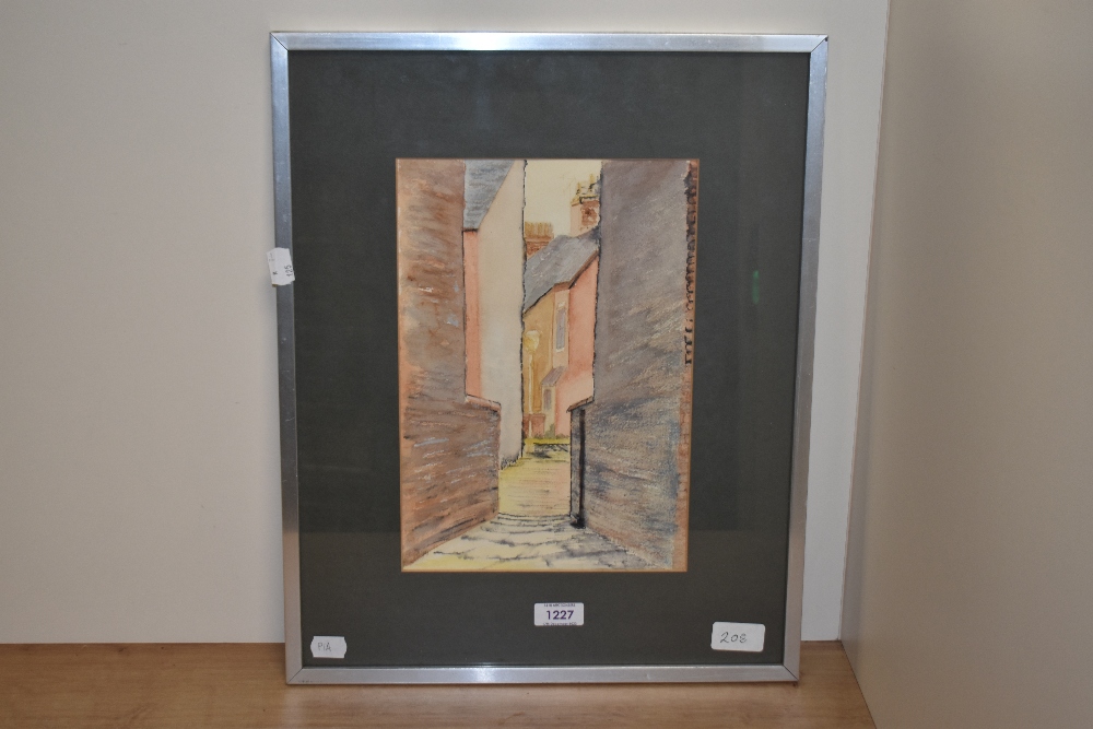 Artist Unknown (20th Century), watercolour, 'Through The Alley', titled verso, framed, mounted, - Image 2 of 3