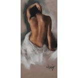Domingo Alvarez Gomez (b.1942, Spanish), pastel, A seated female nude, signed to the lower right,