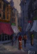 Glenn, 20th Century, oil on board, A continental street scene, in the Impressionist style, signed to