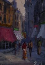 Glenn, 20th Century, oil on board, A continental street scene, in the Impressionist style, signed to