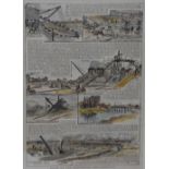 20th Century, three coloured prints, 'Notes on The Manchester Ship Canal', framed, mounted, and