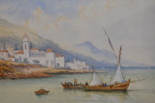 Frank Catano (fl.1880-1920, Italian), watercolour and gouache, An Italian coastal landscape with