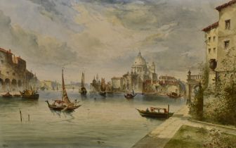 William Yale (19th Century, British), tile painting, A Venetian landscape with the Santa Maria della