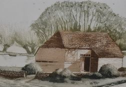 Michael Chaplin (b.1943, British), aquatint, 'Barn at Headcorn', signed to the lower right,