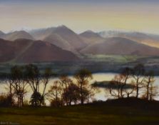 *Lake District Interest - Alan R. Thompson (20th Century, British), oil on board, 'Derwentwater