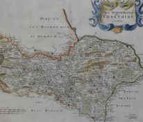 After Robert Morden (c.1650-1703), hand coloured map, 'The North Riding of Yorkshire', framed,