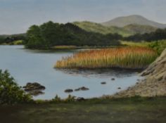 Aileen Airey (20th Century), acrylic, 'Waterhead', Windermere, signed to the lower right, label