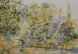 Owen L. Traynor (b.1934, British), watercolour, 'Captain Clark's Bridge', Hyde, Cheshire, artist's