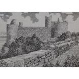 Alfred Wainwright (1907-1991, British), pen and ink, 'Harlech Castle', Gwynedd, Wales, signed to the