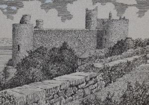 Alfred Wainwright (1907-1991, British), pen and ink, 'Harlech Castle', Gwynedd, Wales, signed to the