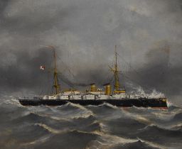 William Thornley (fl.1858-1898), oil on canvas, A steamer boat at sea, of maritime interest,
