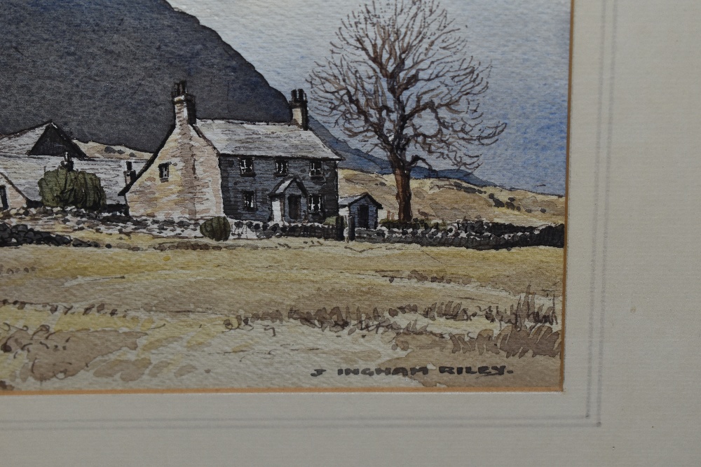 James Ingham Riley (20th Century, British), watercolour, 'Tryfan from Gwern Gof Isaf', Snowdonia, - Image 3 of 6