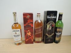 Three bottles of Whisky, Jameson Crested Irish Whisky, 40% vol, 700ml, Johnnie Walker Red Label