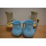 Two pairs of mid-20th Century jugs by Wade and Brentleigh Ware, the largest measuring 21cm tall